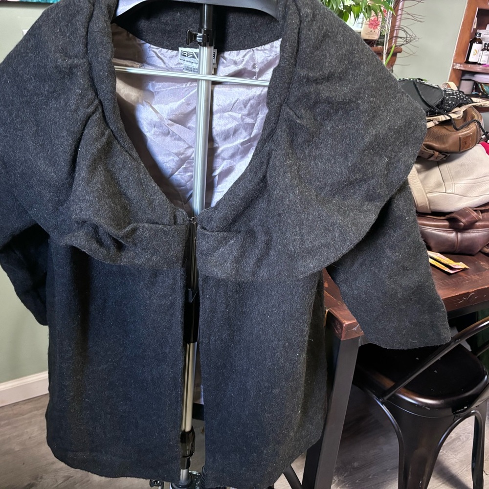 Retro style dark gray wool coat, good condition
